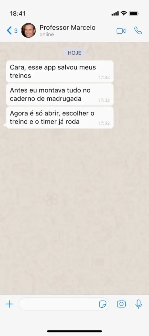 Depoimento de treinador no WhatsApp