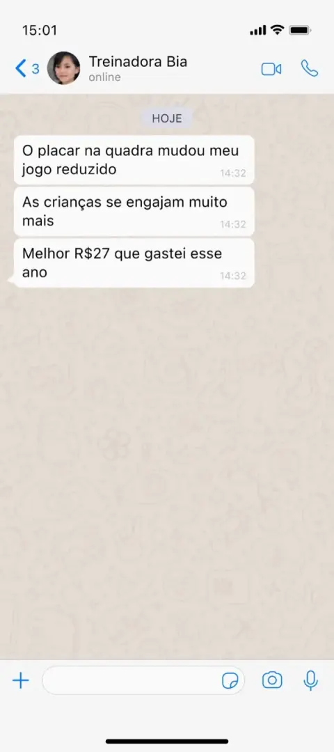 Depoimento de treinadora no WhatsApp