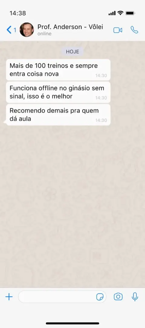 Depoimento de treinador no WhatsApp